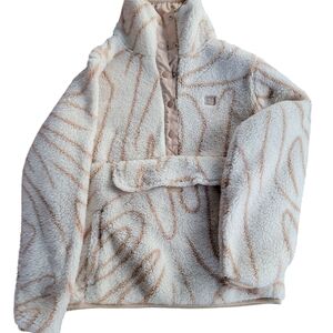 Cozy Cream and Tan Sherpa Pullover